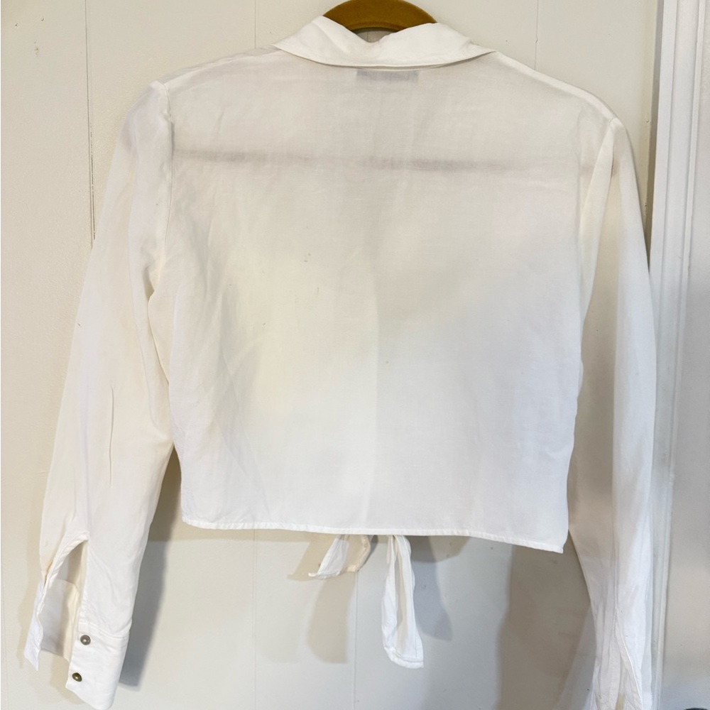 Zara White Button Down Crop Top - Picture 7 of 10